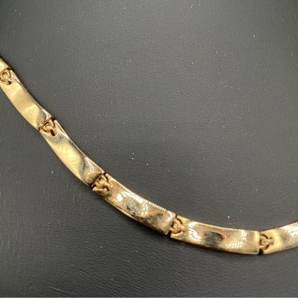 Monet Vintage Gold Tone Link Necklace and Clip On Earrings with Sparkly Accent - Picture 5 of 16